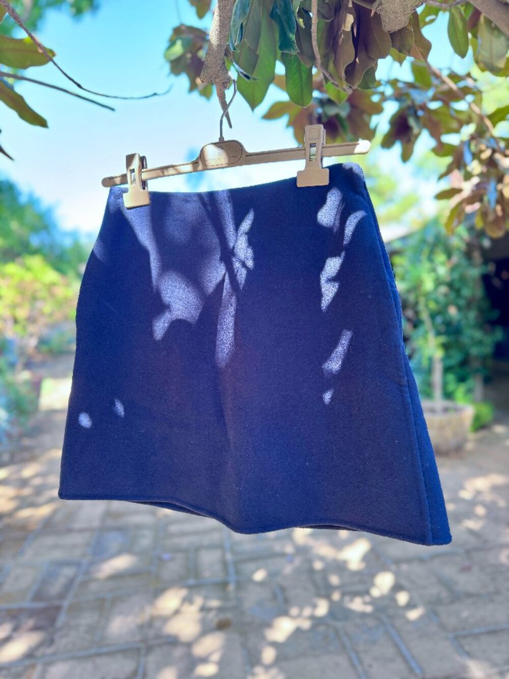 Valentino navy blue wool angora blend A-line mini skirt IT 40 US 4